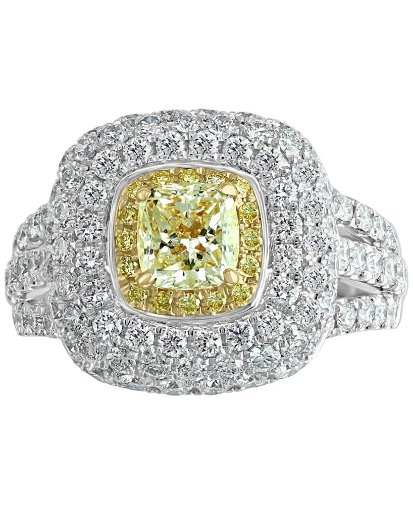 Effy Yellow & White Diamond Halo Ring (2-3/4 ct. t.w.) in 18k Gold & White Gold