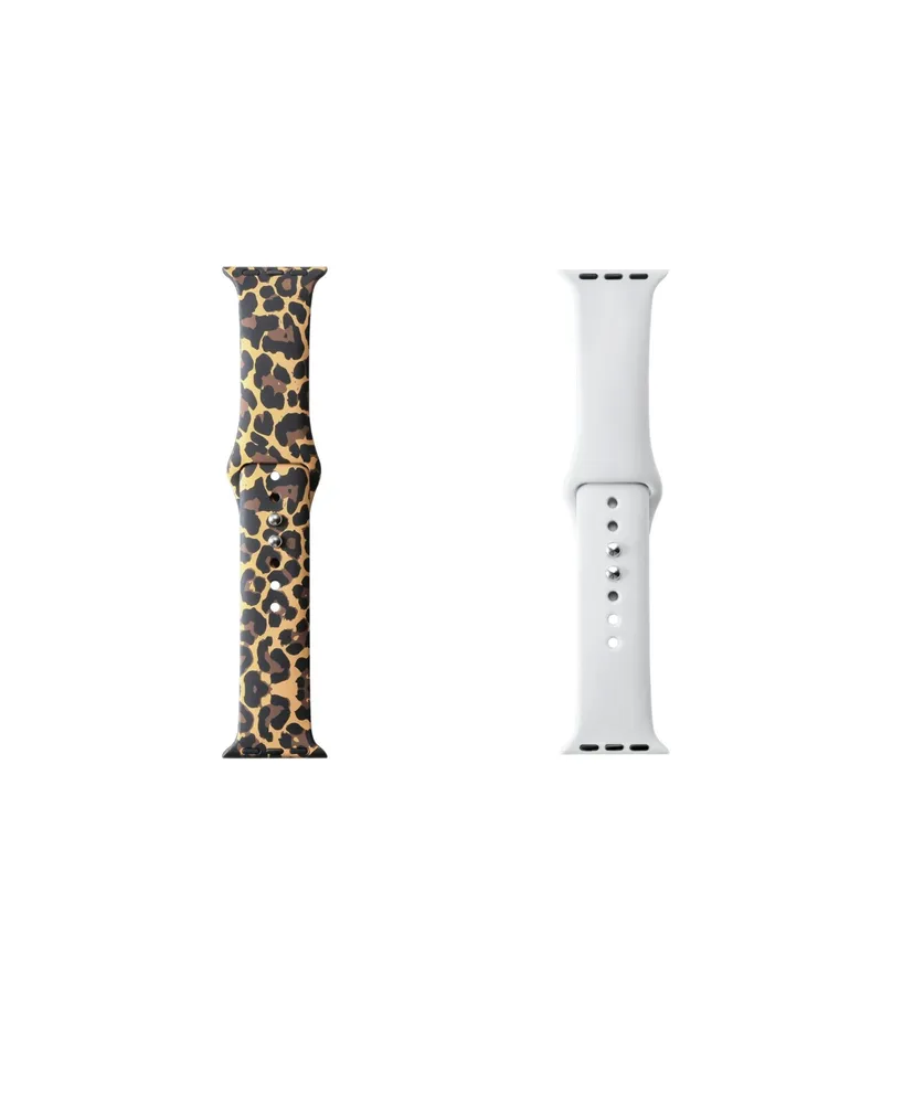 Unisex Leopard and White 2-Pack Replacement Band for Apple Watch, 42mm