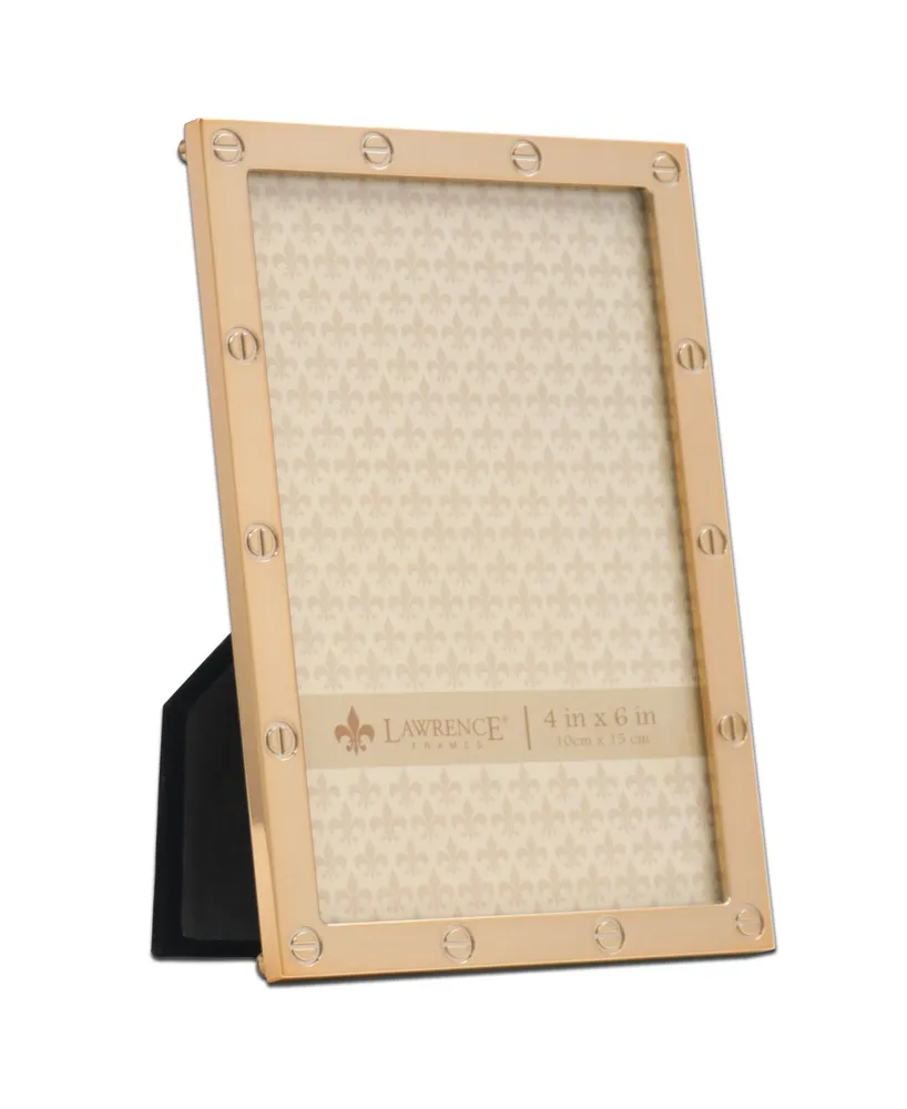 High Quality Polished Cast Metal Picture Frame - Screw Head Design, 4" x 6" - Gold