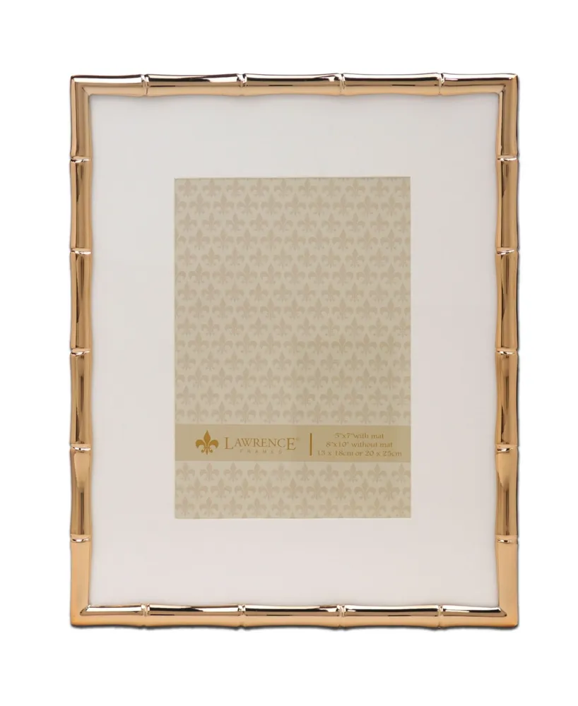 High Quality Polished Cast Metal Picture Frame - Bamboo Design with Mat for, 8" x 10"