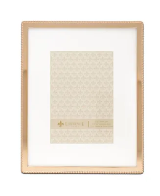High Quality Polished Cast Metal Picture Frame - Beaded Design with Mat, 8" x 10" - Gold