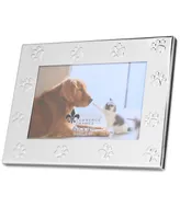 Metal Dog or Cat Picture Frame - Paw Print Pet Design, 4" x 6" - Silver