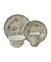 222 Fifth Adelaide Toile 16 Piece Dinnerware Set, Service for 4