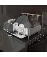 Simplehuman Kitchen Dish Drying Rack With Swivel Spout, Fingerprint-Proof Stainless Steel Frame, Grey Plastic