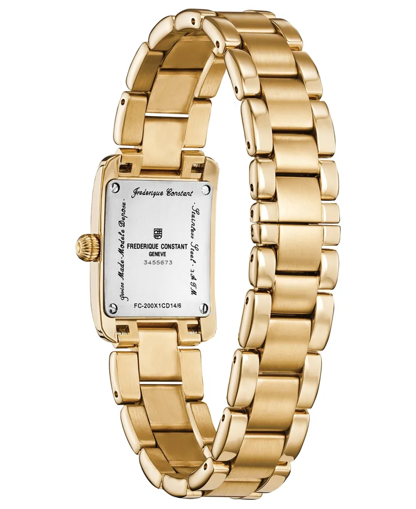 Frederique Constant Women's Swiss Classics Carree Diamond (3/8 ct. t.w.) Gold-Tone Stainless Steel Bracelet Watch 23mm