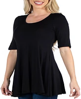 Women's Elbow Sleeve Swing Tunic Top