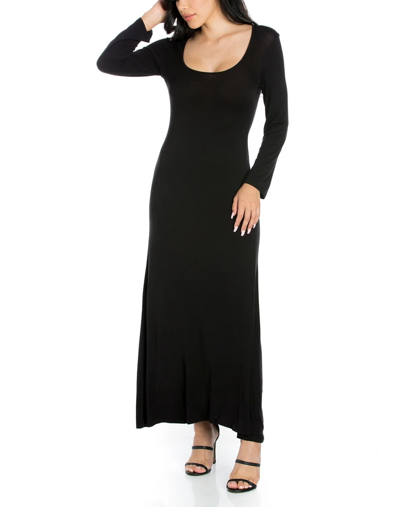 24seven Comfort Apparel Women's Long Sleeve Maxi Dress