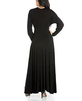 Women's V-Neck Long Sleeve Maxi Dress