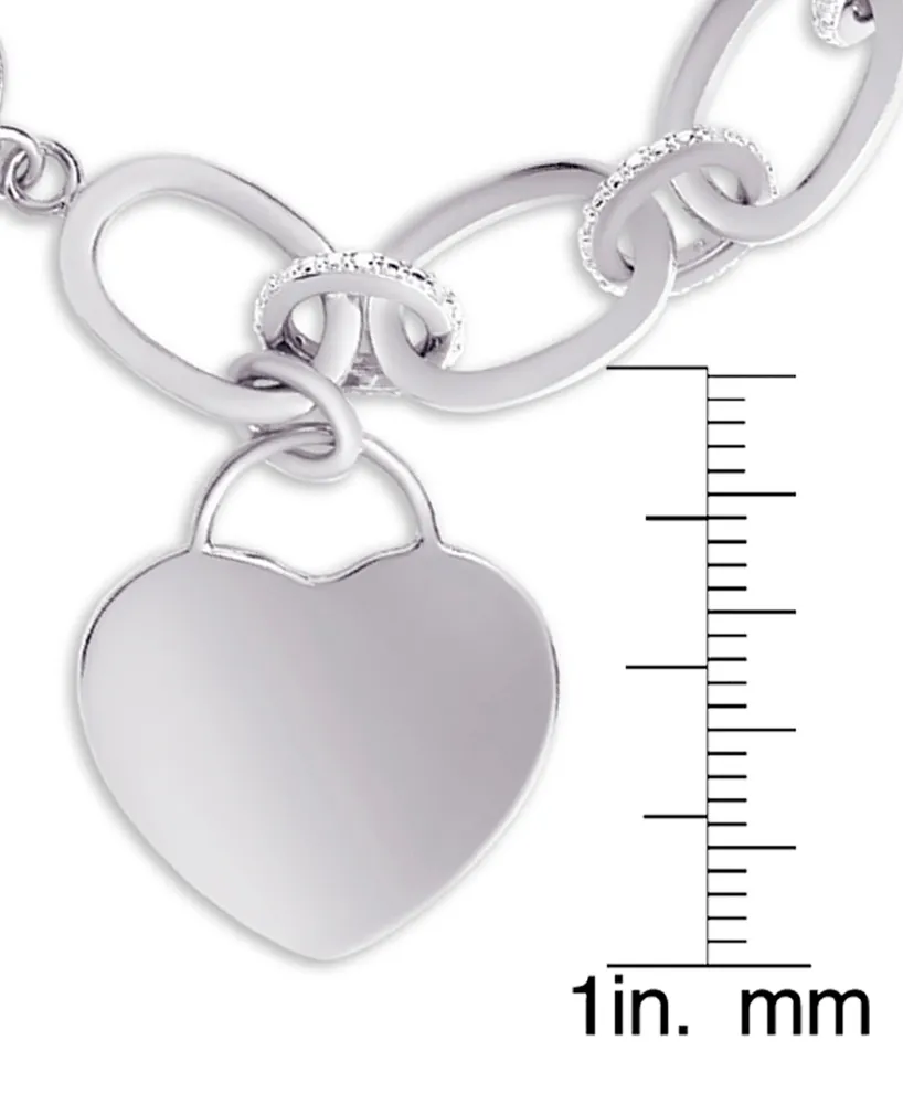 Diamond Heart Charm Bracelet (1/10 ct. t.w.) Sterling Silver or 14k Gold-Plated