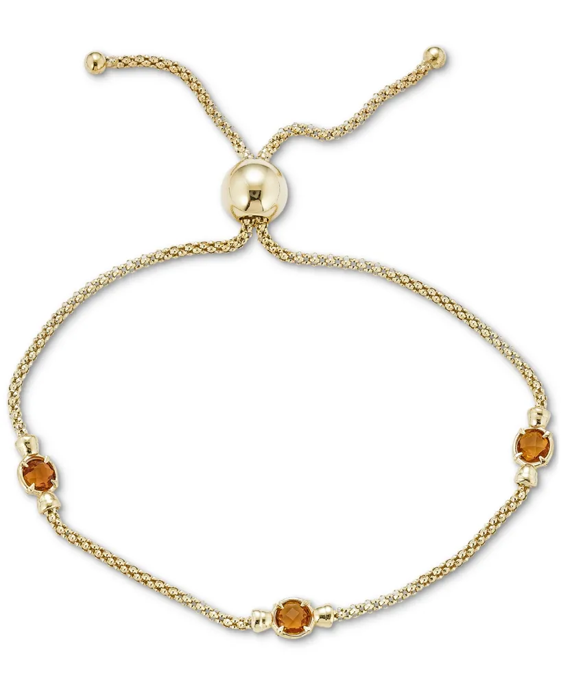 Blue Topaz Popcorn Link Bolo Bracelet (7/8 ct. t.w.) Sterling Silver or 14K Gold Over (also Amethyst and Citrine)