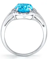 Blue Topaz (3-1/5 ct. t.w.) & Diamond (1/10 ct. t.w.) Ring in Sterling Silver