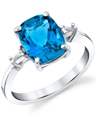 Blue Topaz (3-3/4 ct. t.w.) & Diamond (1/20 ct. t.w.) Diamond Statement Ring in Sterling Silver