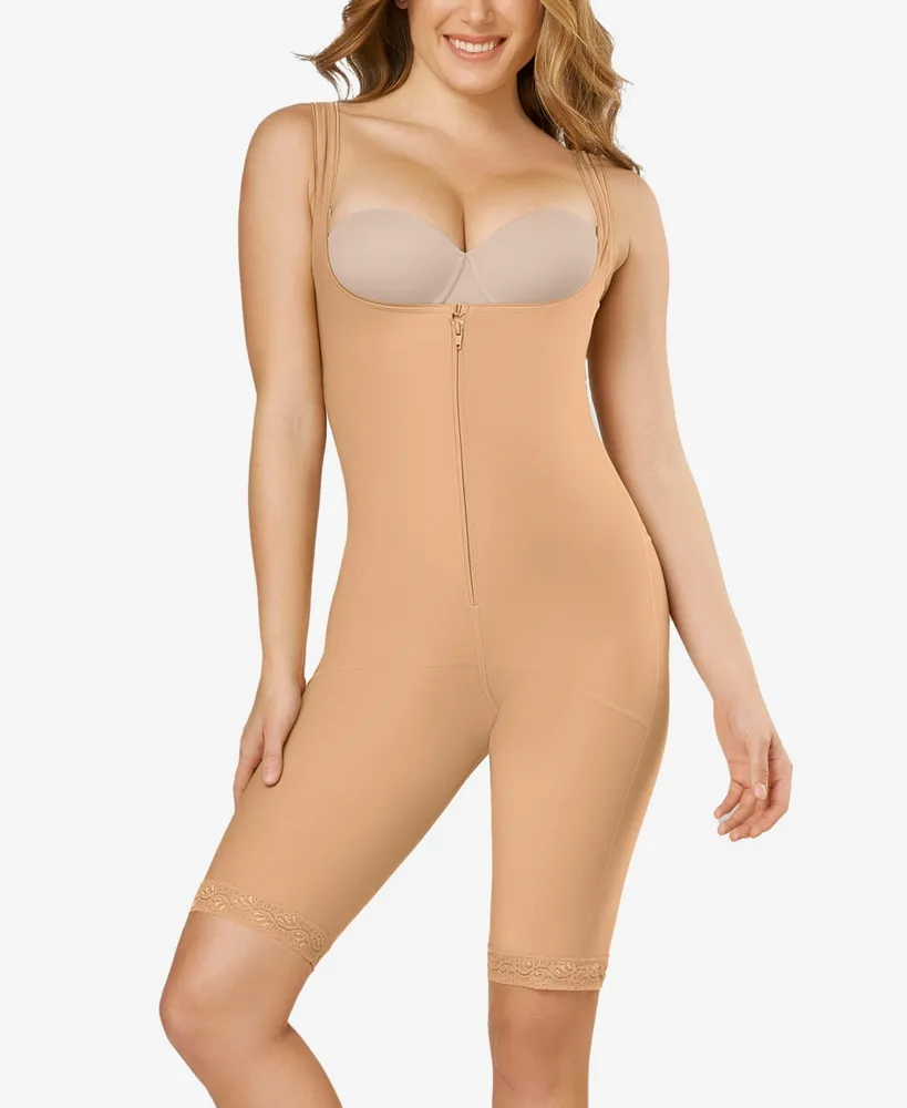 SlimMe By MeMoi Women`s Basic Control Full Bodysuit with Thigh Shaper with  Under 