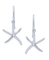 Diamond Accent Starfish Fishhook Ball Gold Plate Or Silver Plate Stud Set