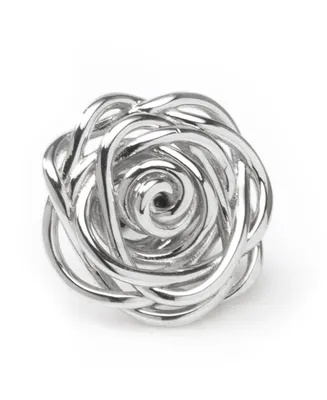 Men's Sterling Silver Rhodium Plated Rose Lapel Pin