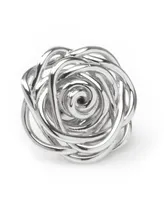 Men's Sterling Silver Rhodium Plated Rose Lapel Pin