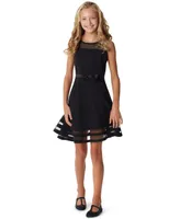 Calvin Klein Big Girls Illusion Mesh Bow Front Dress