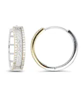 Macy's Cubic Zirconia Two-Tone Pave Diamond-Cut Hoop Earrings