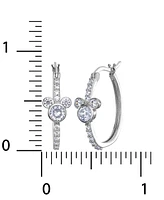 Disney Cubic Zirconia Mickey Mouse Hoop Earrings in Sterling Silver