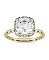 Moissanite Cushion Halo Engagement Ring 1-3/8 ct. t.w. Diamond Equivalent 14k White or Yellow Gold