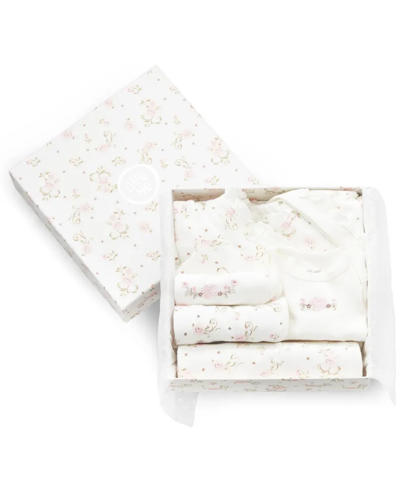 Little Me Baby Girls Cotton Vintage Rose Gift Set, 6 Piece Set