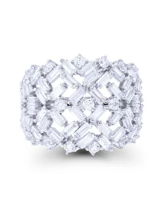 Cubic Zirconia Round and Baguette Cut Scattered Dome Ring