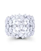 Cubic Zirconia Round and Baguette Cut Scattered Dome Ring