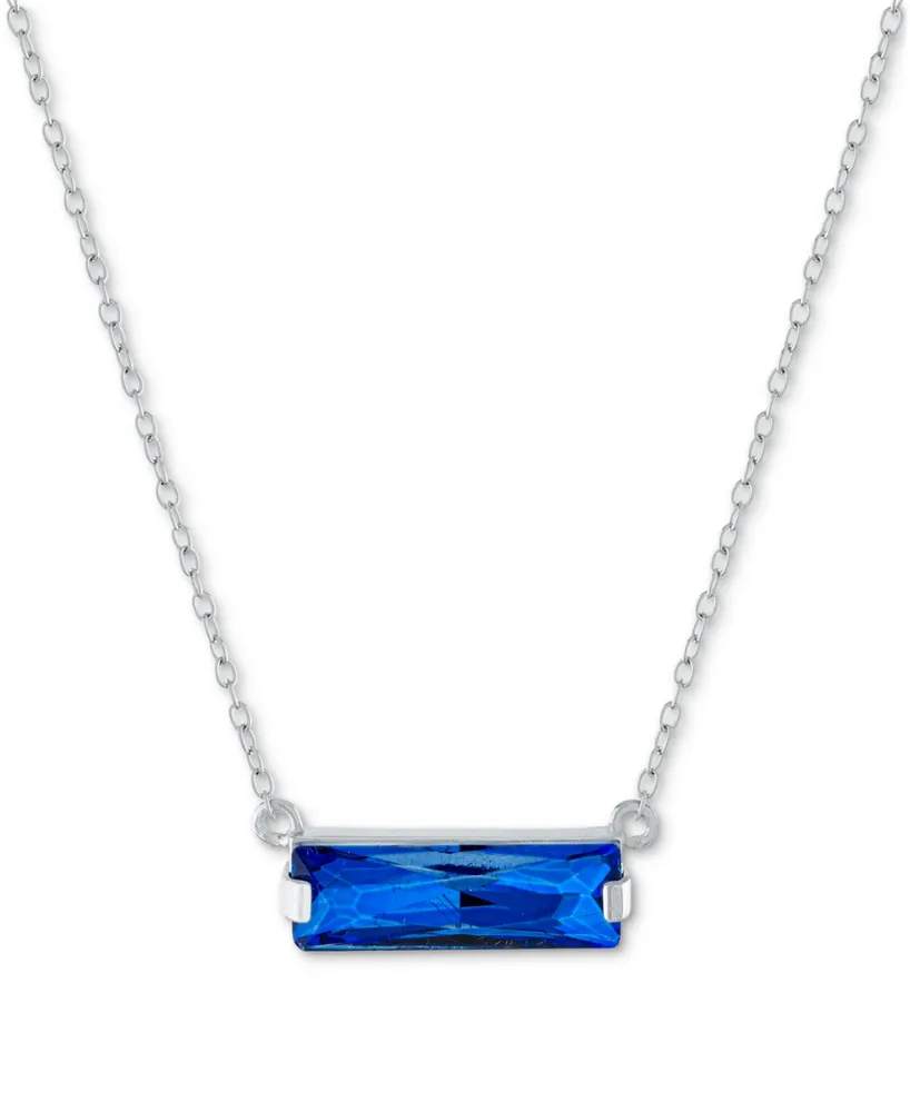 Giani Bernini Crystal Rectangle Solitaire 18" Pendant Necklace in Sterling Silver, Created for Macy's