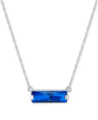 Giani Bernini Crystal Rectangle Solitaire 18" Pendant Necklace in Sterling Silver, Created for Macy's