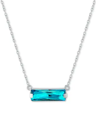 Giani Bernini Crystal Rectangle Solitaire 18" Pendant Necklace Sterling Silver, Created for Macy's