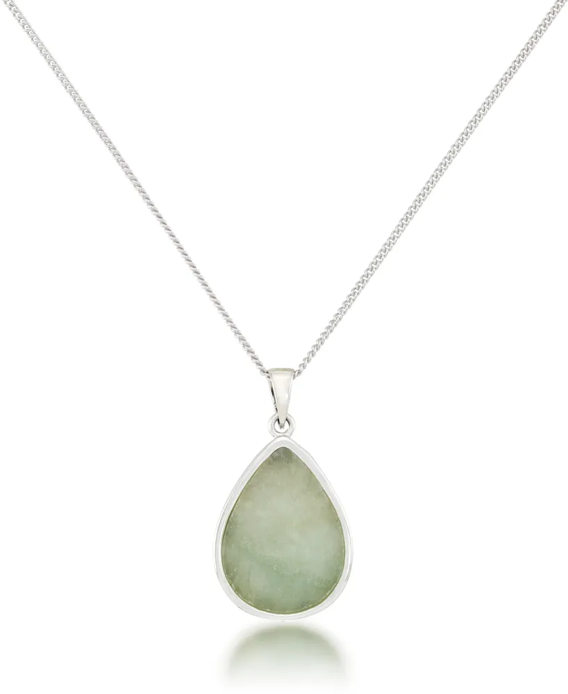 Faceted Jade Teardrop Pendant and a Curb Chain