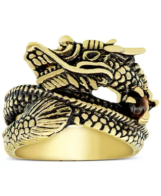 Men's Dragon Ring Yellow & Black Ion-Plated Stainless Steel - Two