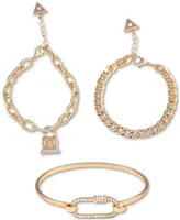 Guess Gold-Tone 3-Pc. Set Pave Pretty Punk Bracelets