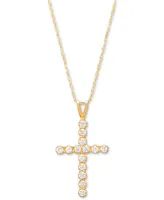 Cubic Zirconia Cross 18" Pendant Necklace in 14k Gold