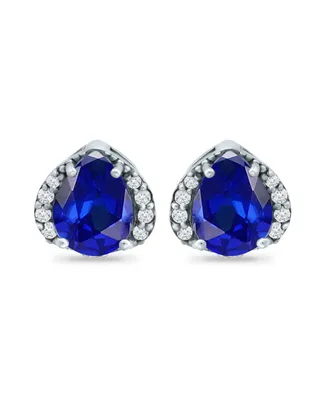 Giani Bernini Simulated Blue Sapphire and Cubic Zirconia Stud Earrings