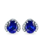 Giani Bernini Simulated Blue Sapphire and Cubic Zirconia Stud Earrings