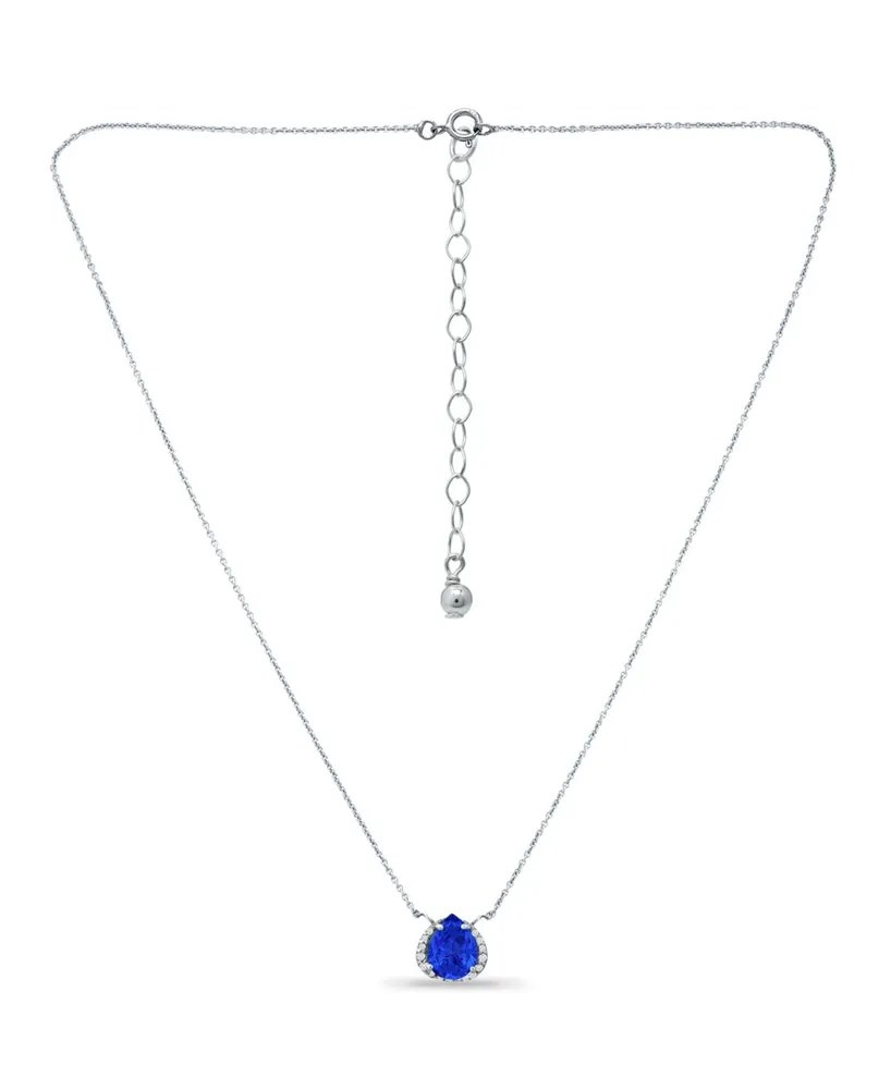 Giani Bernini Simulated Blue Sapphire and Cubic Zirconia Accent Necklace