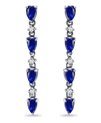 Giani Bernini Simulated Blue Sapphire and Cubic Zirconia Linear Drop Earrings