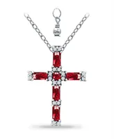 Giani Bernini Lab Grown Ruby and Cubic Zirconia Cross Pendant