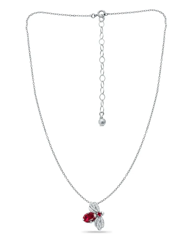 Giani Bernini Lab Grown Ruby and Cubic Zirconia Bee Pendant