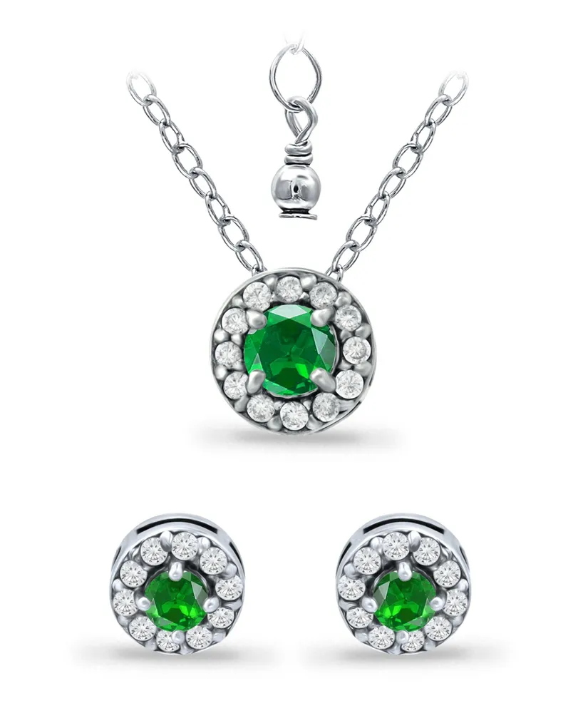 Giani Bernini Created Green Quartz and Cubic Zirconia Halo Pendant and Earring Set, 3 Piece