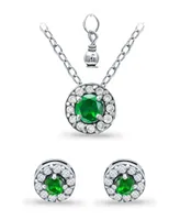 Giani Bernini Created Green Quartz and Cubic Zirconia Halo Pendant and Earring Set, 3 Piece