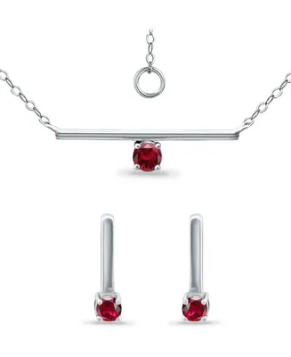Giani Bernini Created Ruby Bar Pendant and Earring Set, 3 Piece