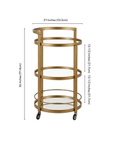 Hause Round Bar Cart with Mirrored Shelf