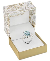 Charter Club Emerald Cut Crystal Ring Silver Plate, Gold or Rose Created for Macy's