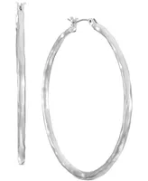 Style & Co Silver-Tone Medium Hammered Hoop Earrings, 1.38", Created for Macy's