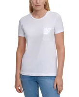 Dkny Short Sleeve Sequin Pocket T-Shirt