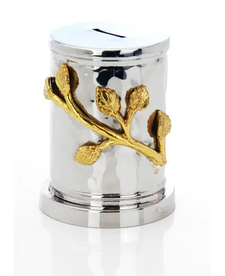 Classic Touch Leaf Design Charity or Money Box with Coin Slit - Silver-Tone, Gold