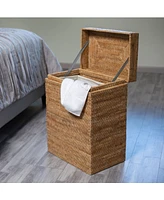 Artifacts Rattan Rectangular Hamper with Hinged Lid and Cloth Liner