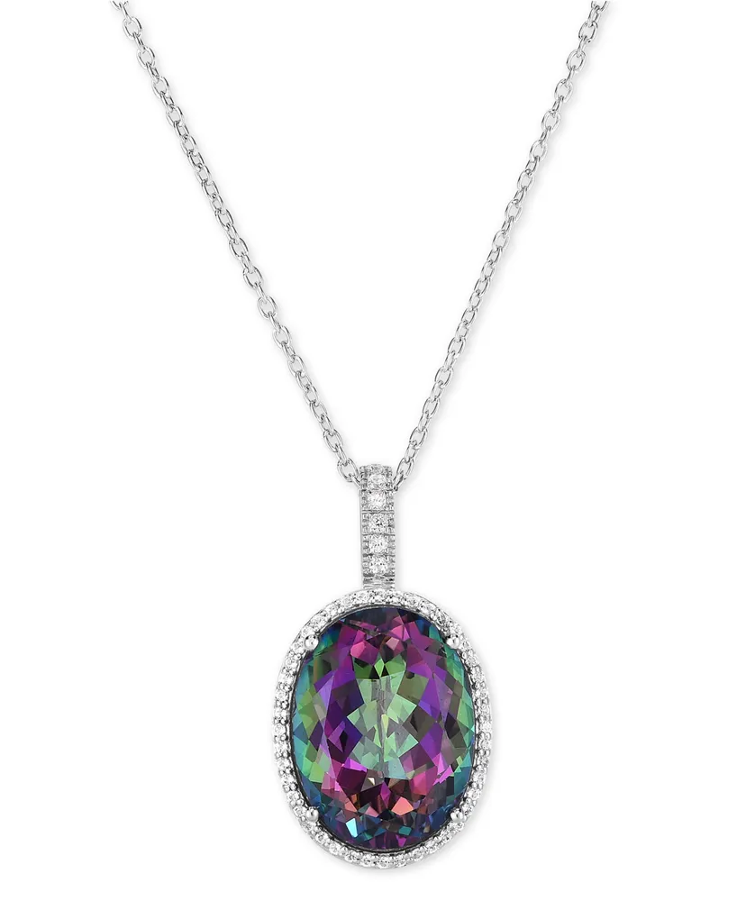 Mystic Topaz (20 ct. t.w.) & White Topaz (3/4 ct. t.w.) Oval 18" Pendant Necklace